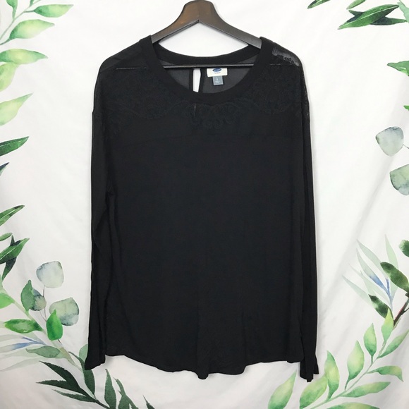 Old Navy Tops - Old Navy Black Embroidered Long Sleeve Top